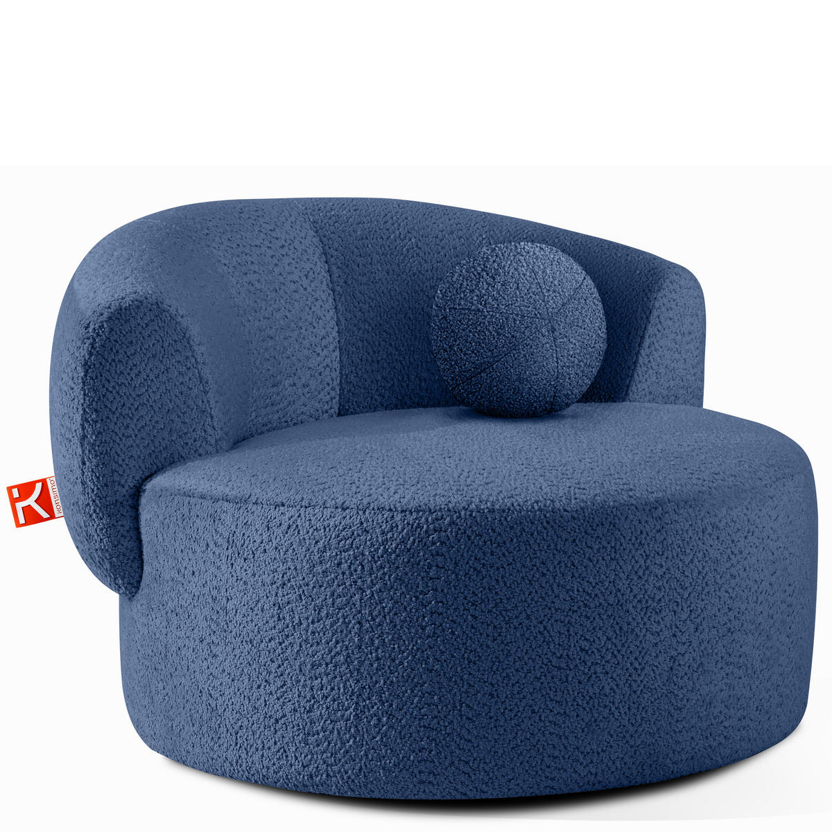 DREHSESSEL VIRA, Blau, Chenille - Blau/Schwarz, Holz/Holzwerkstoff (105/76/100cm) - KONSIMO®