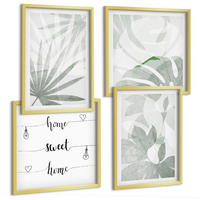 BILDER SET 4er Set - 50x50 cm & 40x60 cm Goldrahmen - Die Blätter der Pflanzen sind grünlich-grau. - Goldfarben, Kunststoff (50/50cm) - TULUP