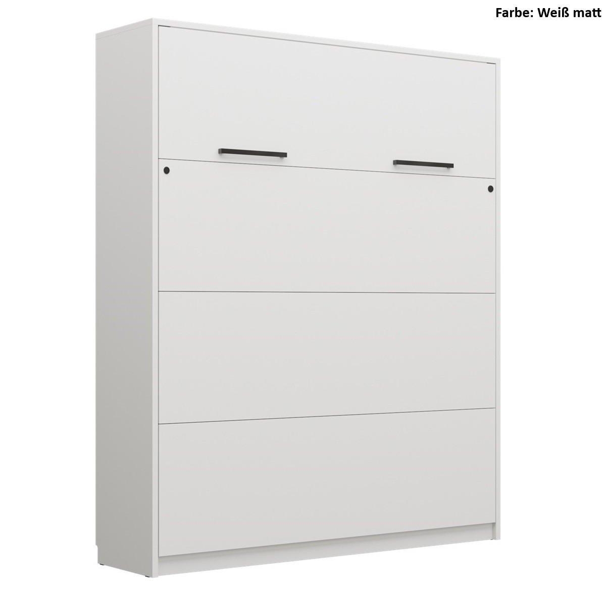 SCHRANKBETT Wandklappbett vertikal GN 160x200 mit 2 Schränken - 3-teilig - Weiß matt - Weiß, Holzwerkstoff (160/200cm) - QMM TraumMöbel