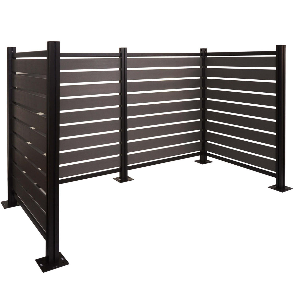 MÜLLTONNEN-ZAUN Grau - Grau, Metall (206/130/110cm) - MCW