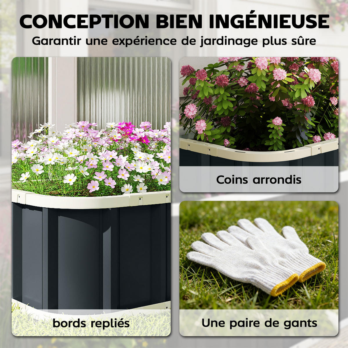 HOCHBEET DE-12324 165/52/31 cm mit offenem Boden Dunkelgrau - Dunkelgrau, Metall (165/31/52cm) - ComfortXL