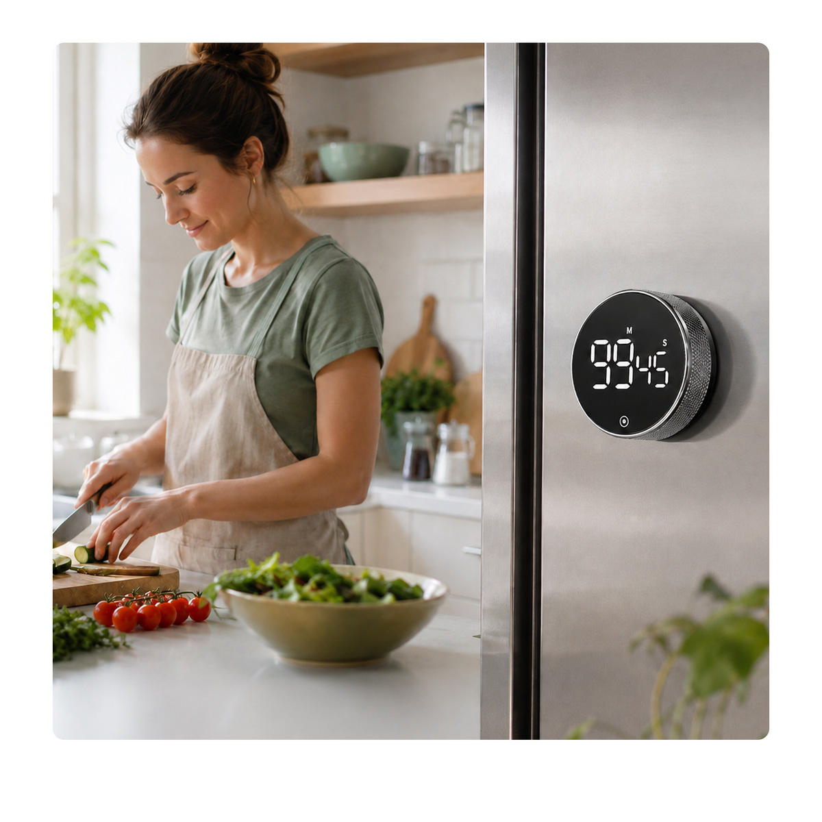 KÖKSTIMER Silver LED - Multicolor, Plast (7.5/7.5/3cm) - Relaxdays