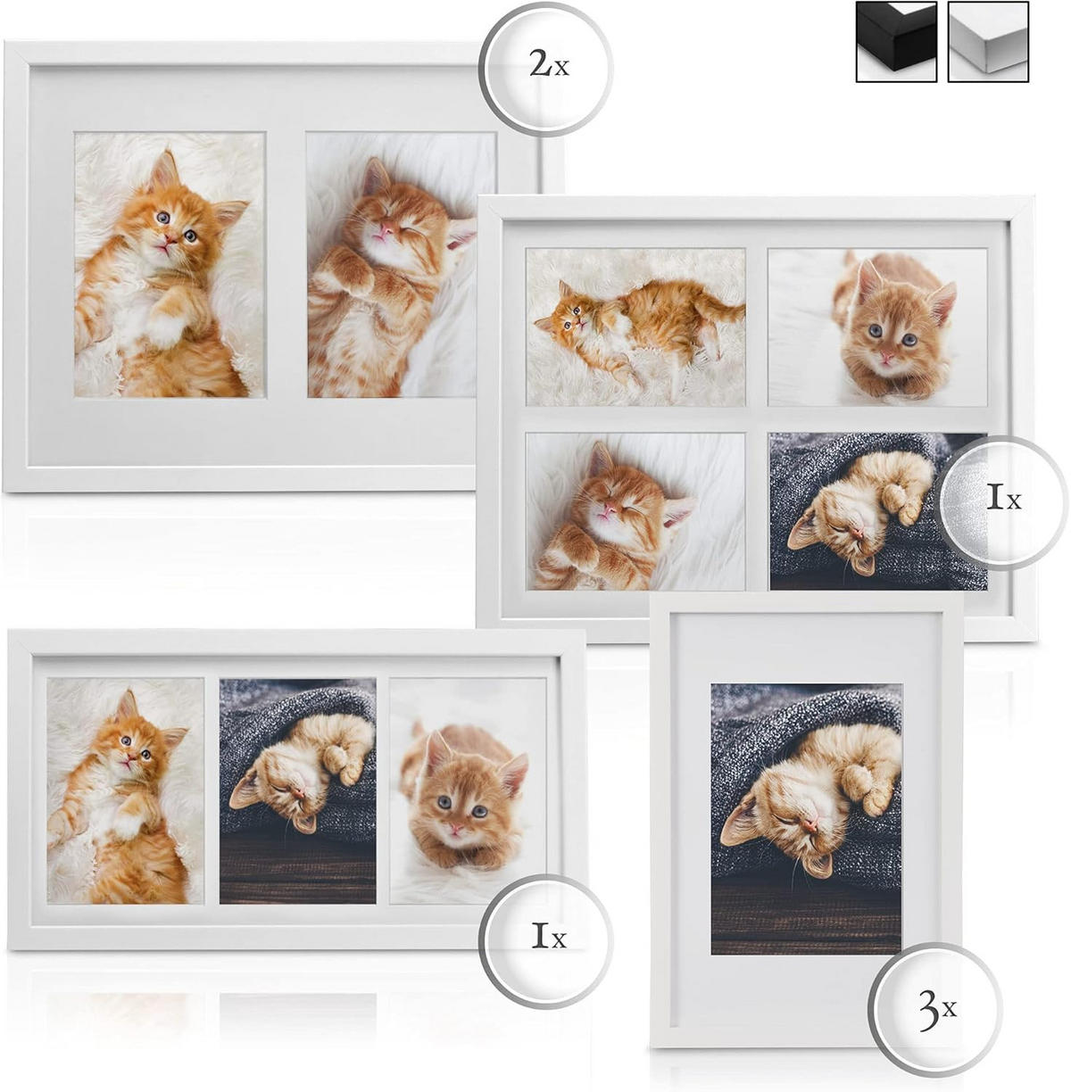 BILDERRAHMEN Galeria MDF Weiß (7tlg) - Weiß, Holzwerkstoff (22/35/42cm) - BoMoe