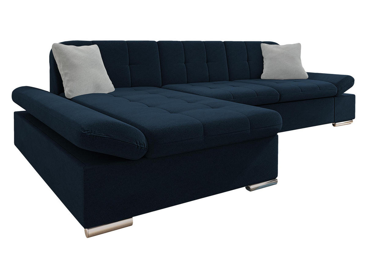 ECKSOFA Malwi, Seite: Links - Dunkelblau, Holz/Textil (278/161cm) - MIRJAN24