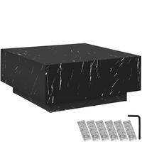 COUCHTISCH Lasley,80 x 80 x 35 cm,Marmor Optik schwarz - Schwarz, Holz (80/80/35cm) - tectake