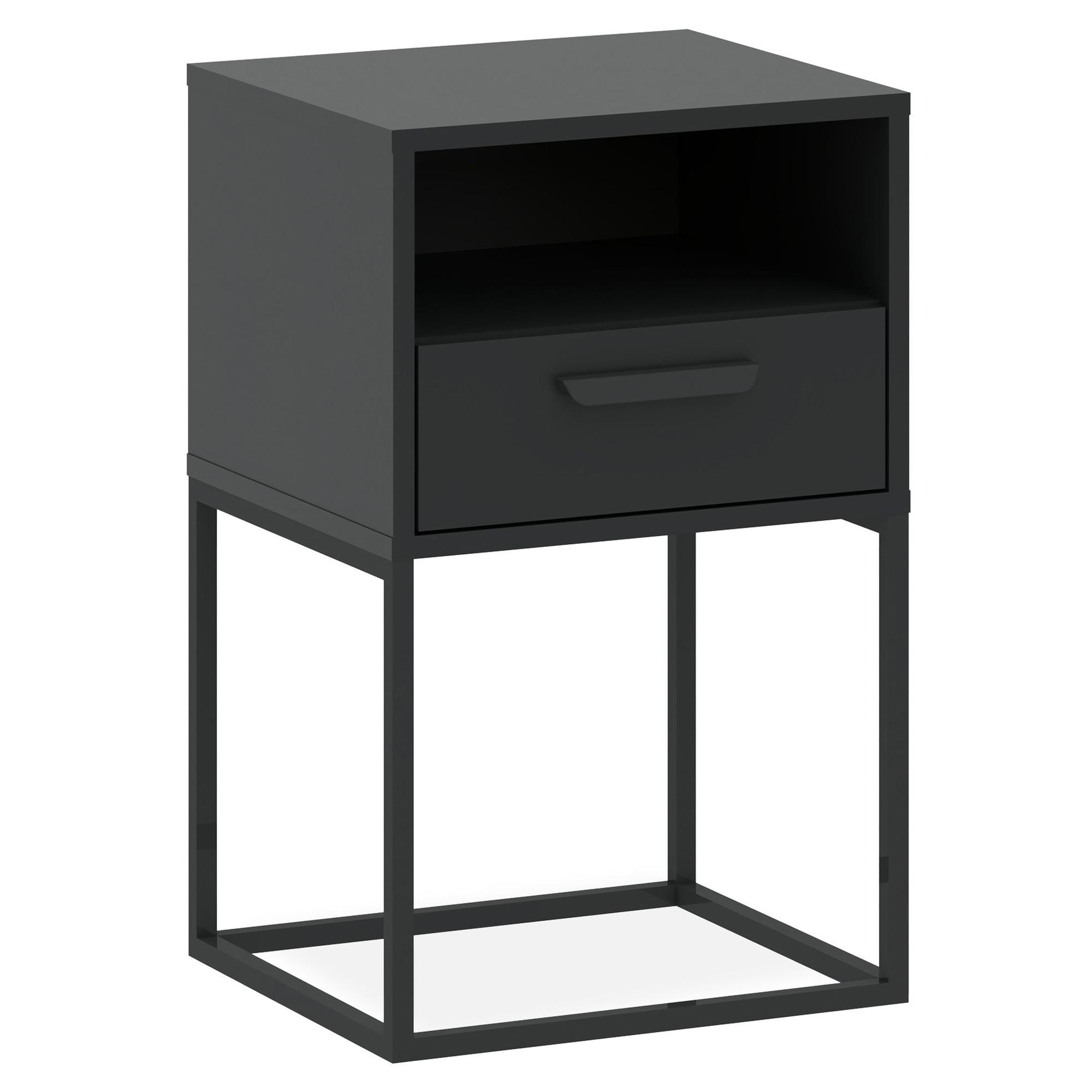 NACHTTISCH RECTUS Nachtschrank, Modern - Anthrazit/Schwarz, Holzwerkstoff (40/65/39cm) - KONSIMO®