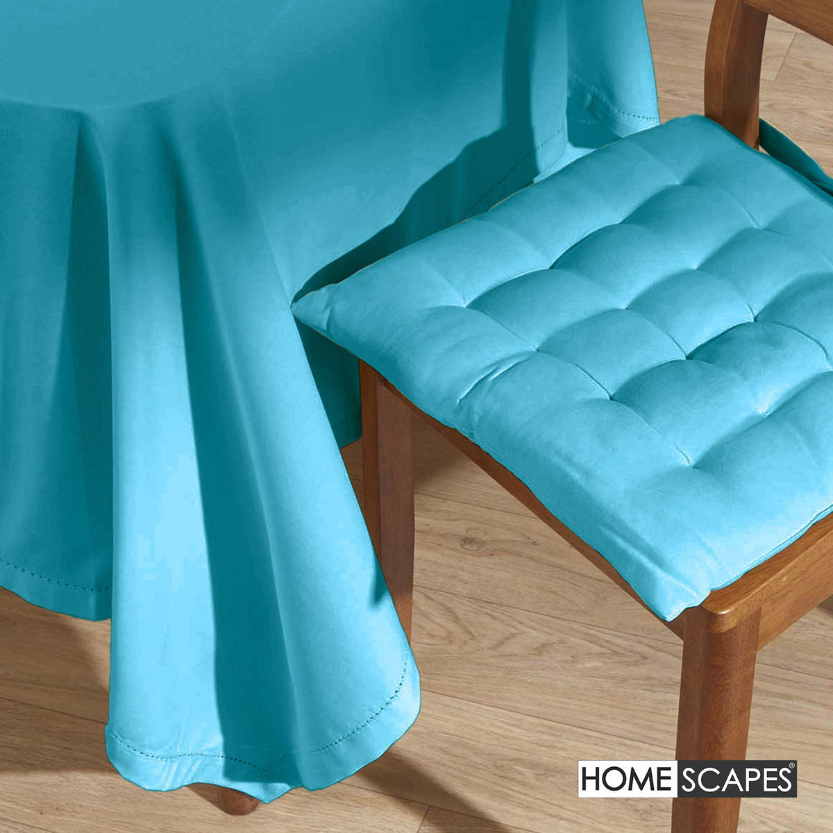 TISCHDECKE hellblau rund 178 cm, 100% Baumwolle - Hellblau, Textil (178/178cm) - Homescapes