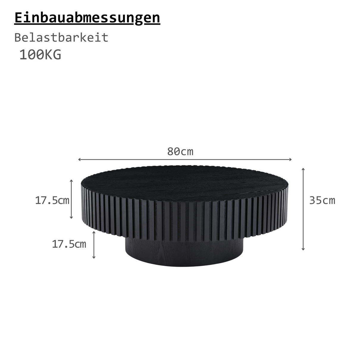 COUCHTISCH 80 cm in Schwarz mit Ablagekante, Höhe 35 cm - Schwarz, Holzwerkstoff (80/80/35cm) - BEAOK