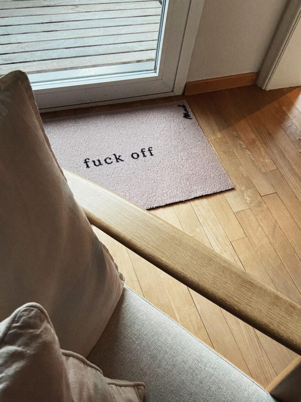 OUTDOOR FUßMATTE "Alicia" mit Spruch "fuck off" Creme 50 x 75 cm - Beige/Schwarz, Kunststoff/Textil (50/75cm) - MAD ABOUT MATS