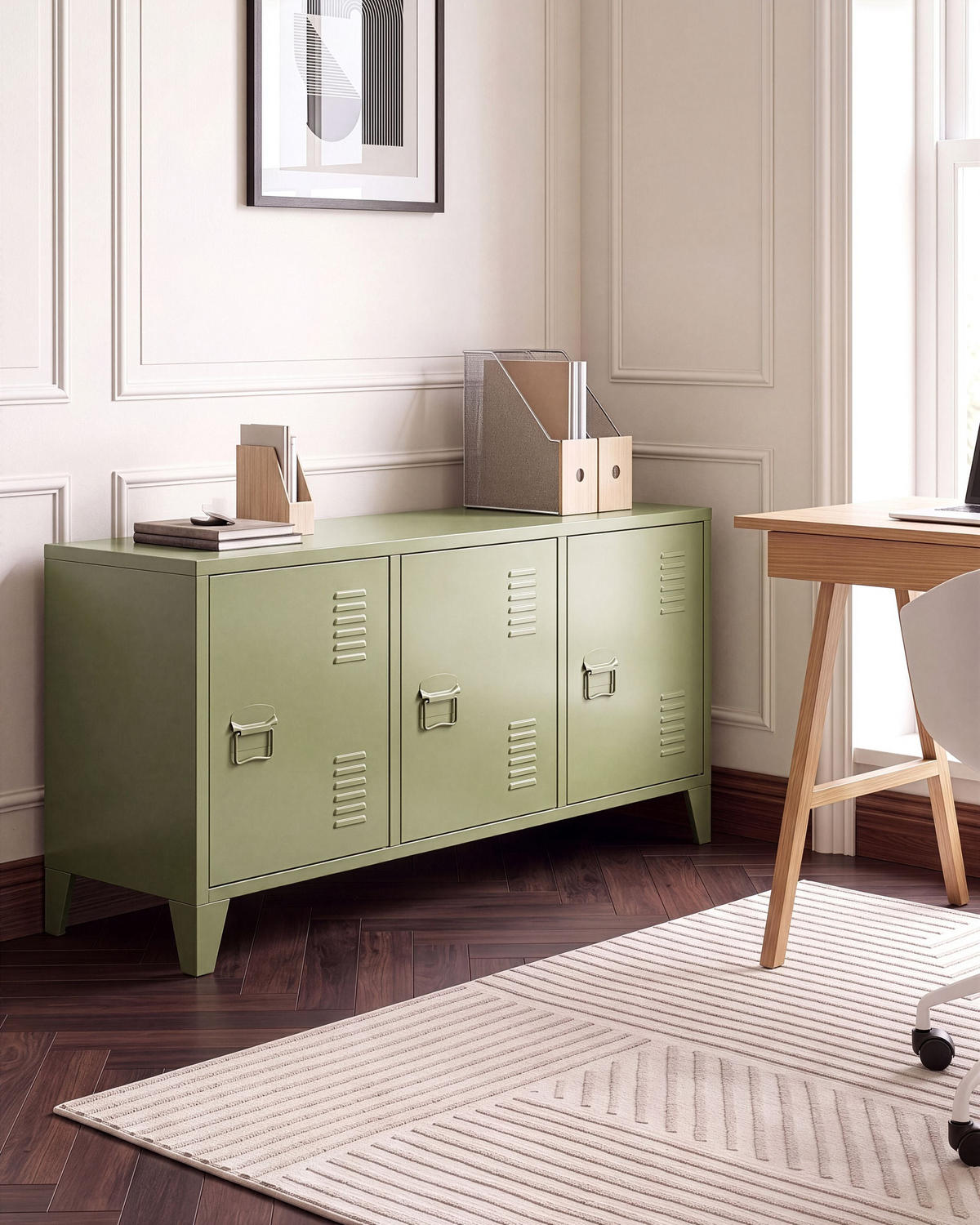 BÜROSCHRANK Metall Grün Cardiff - Grün, Metall (120/60/40cm) - Beliani