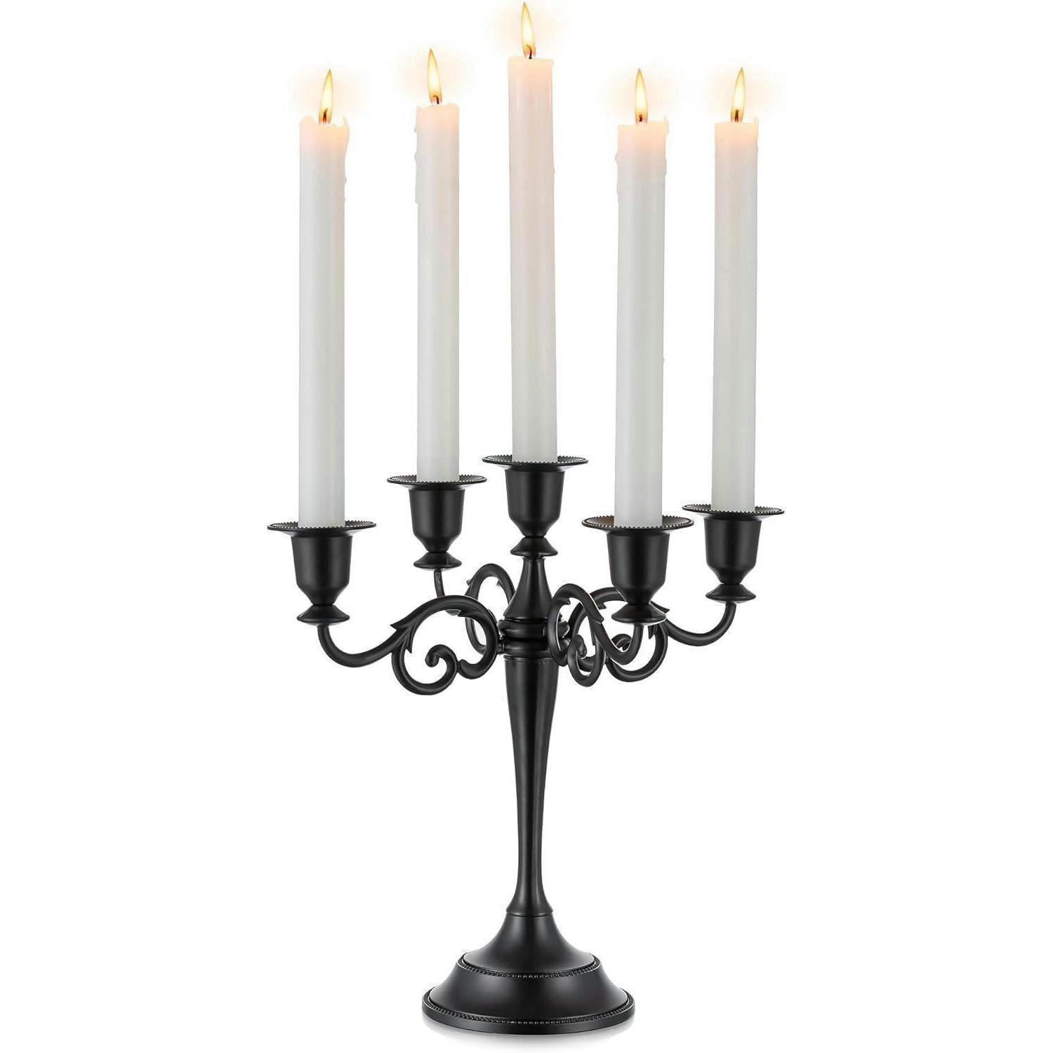 KERZENSTÄNDER 5-Armig Schwarz Matt 27 cm - Schwarz, Metall (11/11/27cm)