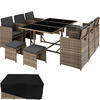 RATTAN SITZGRUPPE Malaga,zusammenschiebbar, inklusive Schutzhülle,natur - Naturfarben, Kunststoff - tectake
