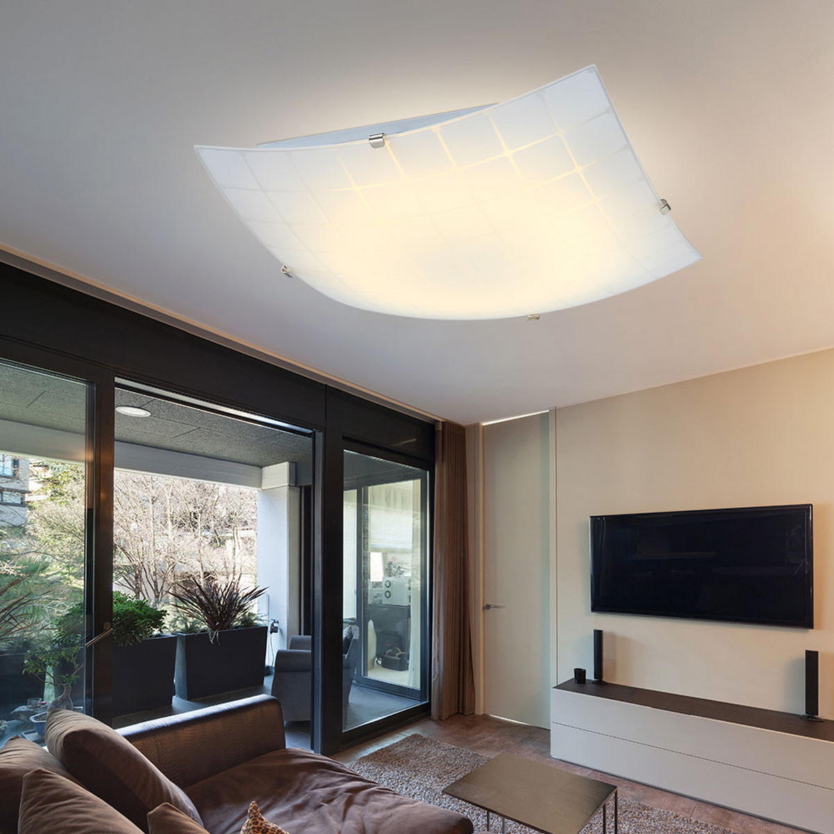 LED DECKENLEUCHTE Metall Opal Weiß - Weiß, Glas (30/30/8.5cm) - Globo Lighting