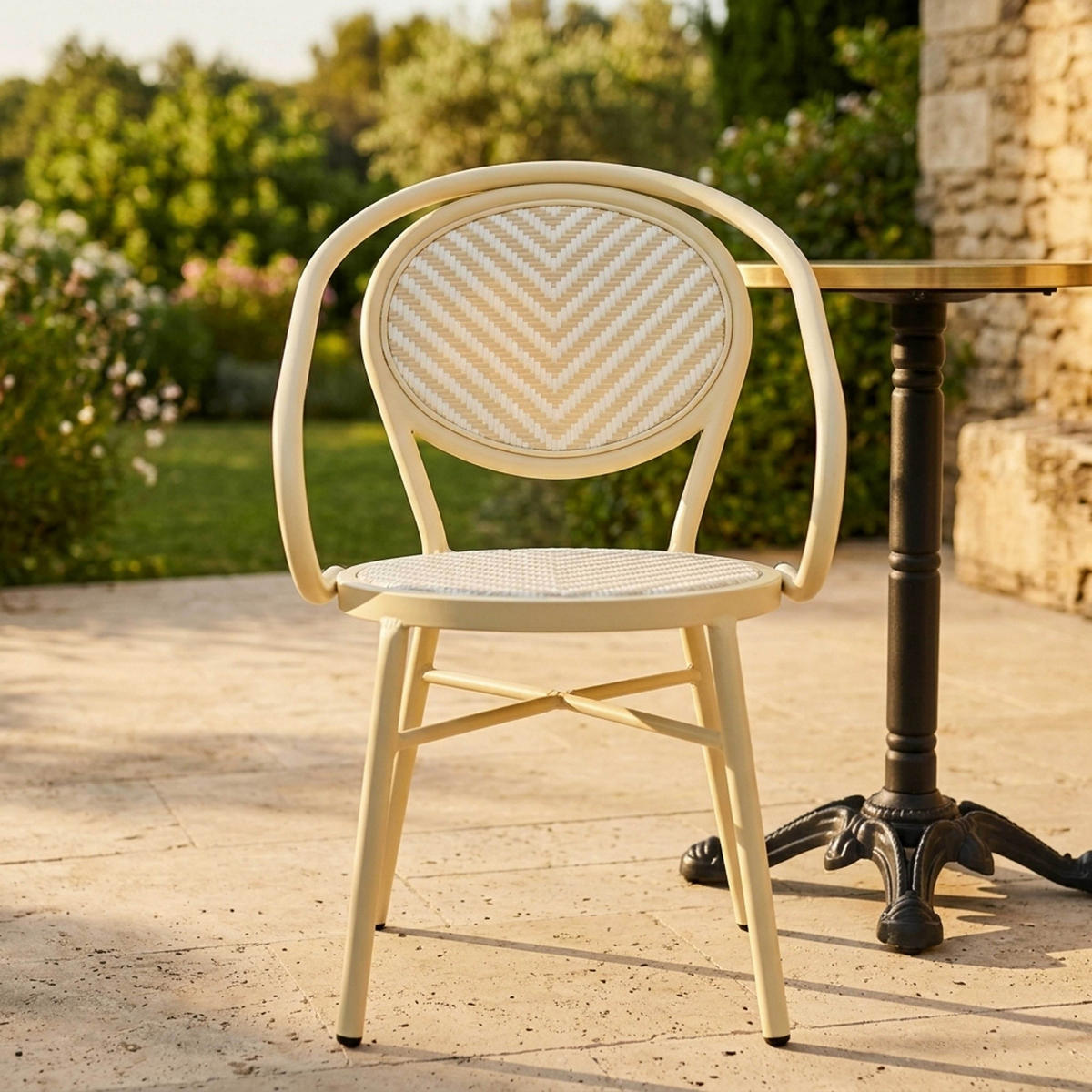 GARTENSTUHL, Beige - Beige, Metall (56/80/57cm) - Oviala