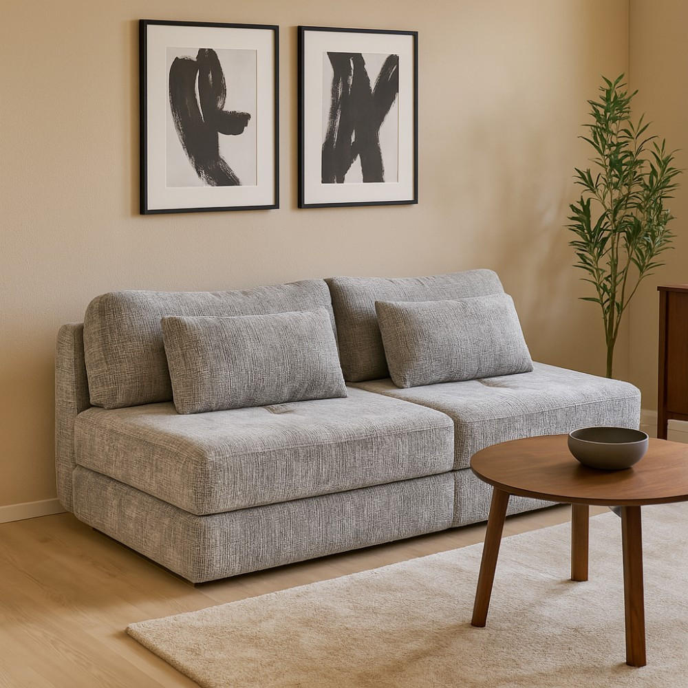 SCHLAFSOFA 3-Sitzer Ravo mit Schlaffunktion, Grau - Schwarz/Grau, Textil (214/93/118cm) - Beautysofa