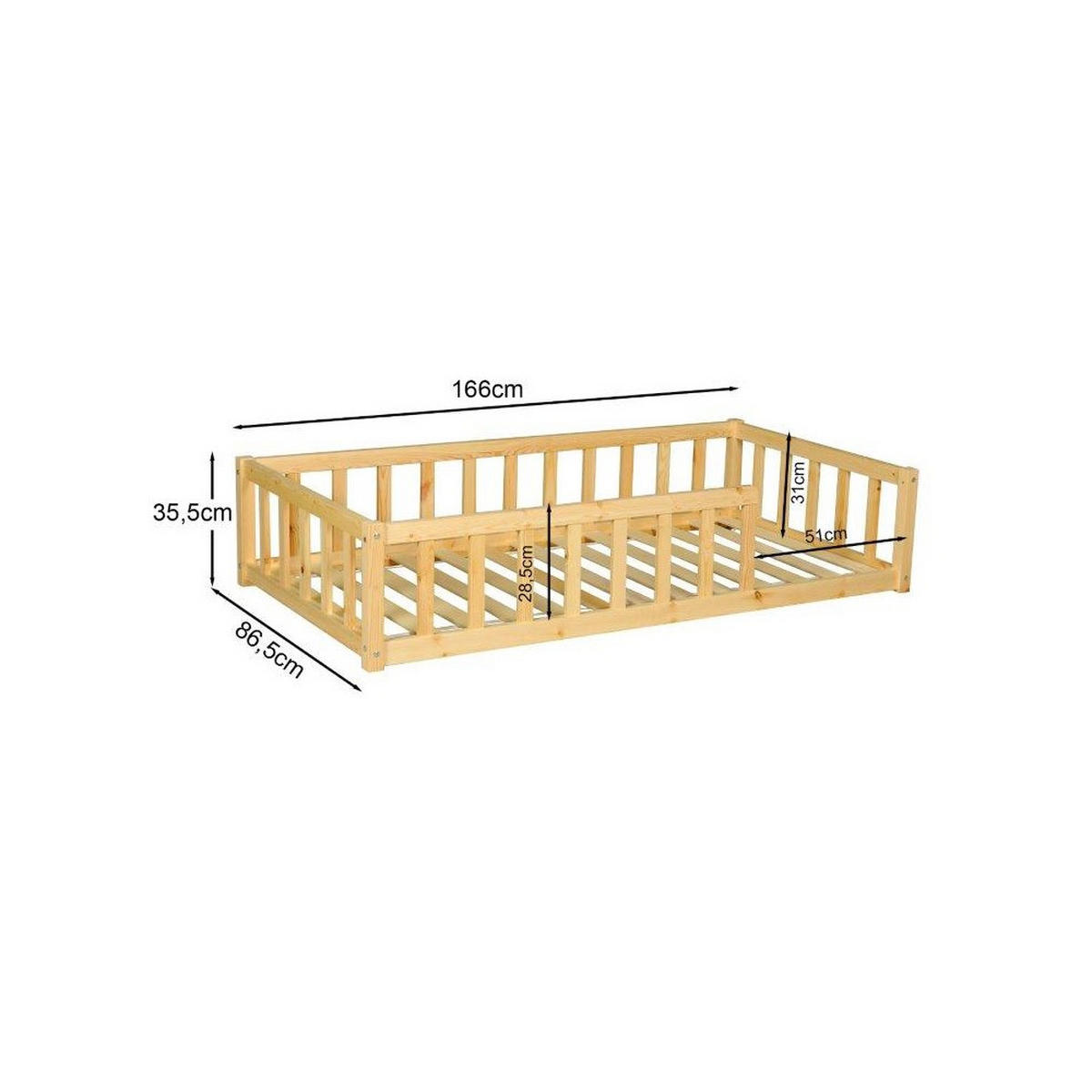 KINDERBETT NINO MIT LATTENROST/ Kinderbett 80x160 - Naturholz - Naturfarben, Holz (80/160cm) - Weber Industries