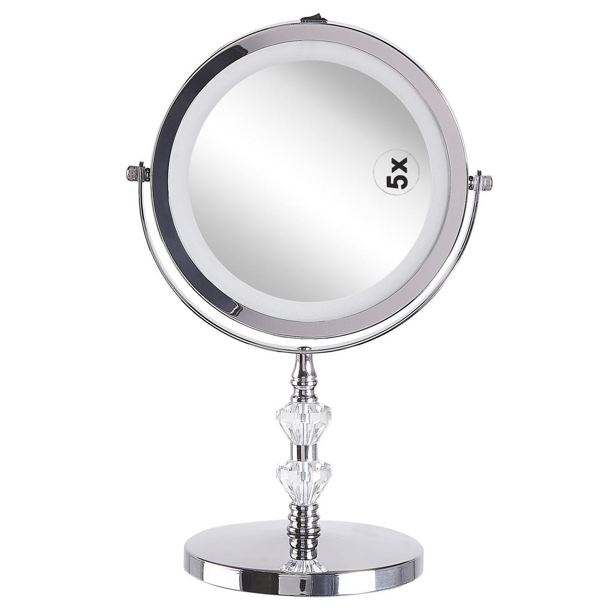 KOSMETIKSPIEGEL silber mit LED-Beleuchtung 20 cm Laon - Silberfarben, Metall (20/31/14cm) - Beliani