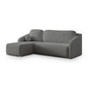 ECKSOFA MARELLO Grau Boucle-Stoff mit Schlaffunktion - Grau, Holz (220/143cm) - MASSENO