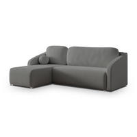 ECKSOFA MARELLO Grau Boucle-Stoff mit Schlaffunktion - Grau, Holz (220/143cm) - MASSENO