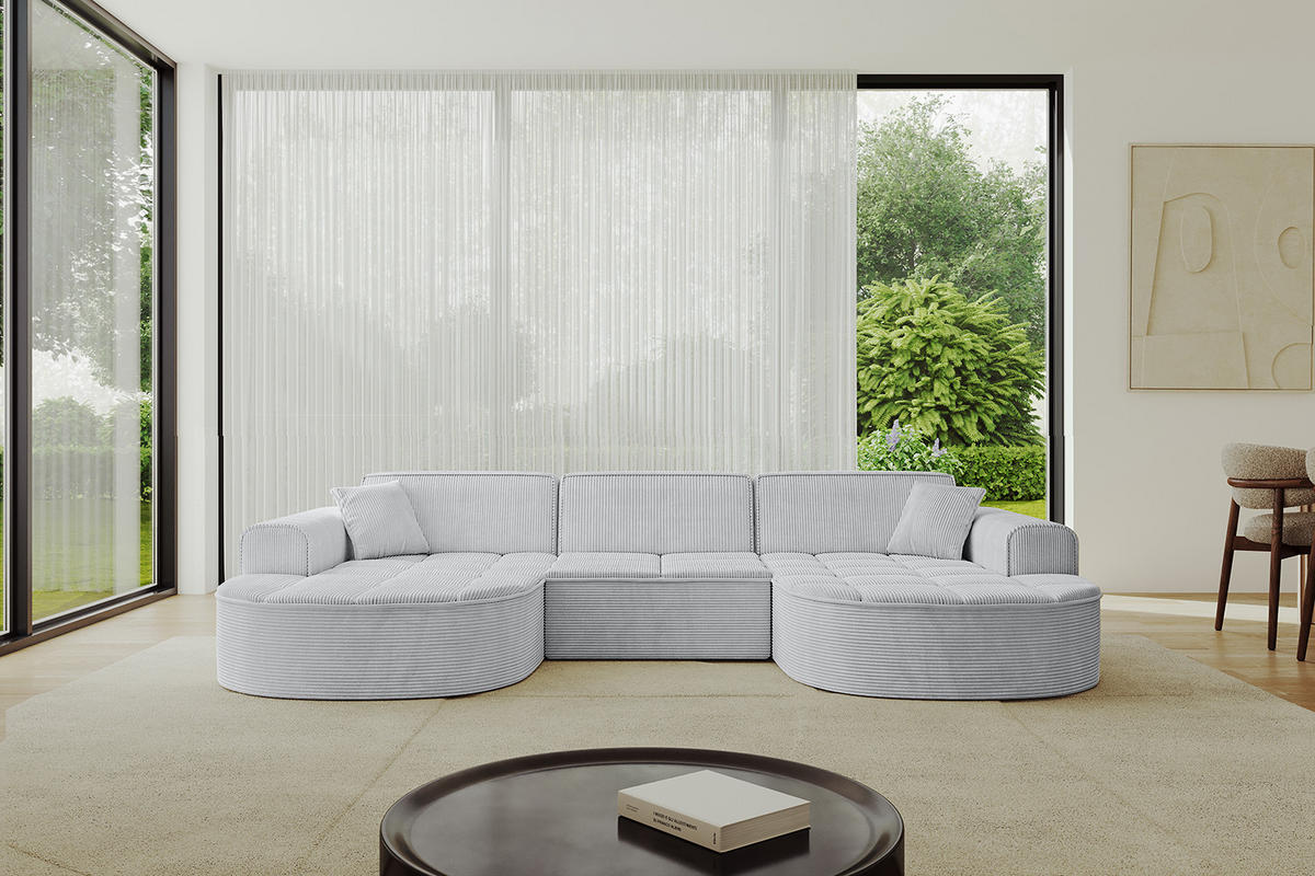 WOHNLANDSCHAFT TARO-U1 - 303x171x79,5 cm Grau - Grau, Holzwerkstoff/Textil (303/79.5/171cm) - ALTDECOR