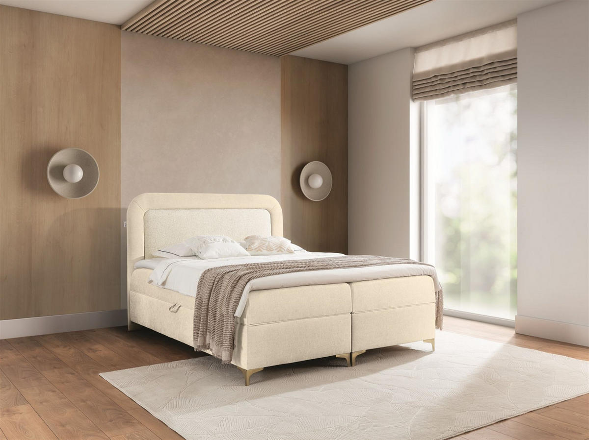 BOXBETT Willow - Creme, Holzwerkstoff/Textil (120/200cm) - Fun Möbel