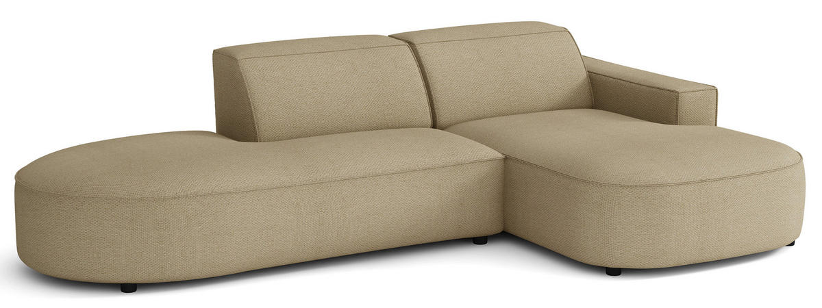 ROHOVÁ pohovka Sallmo, tmavě béžová, 276 cm - černá/kapučínová, textil/plast (276/166cm) - Selsey