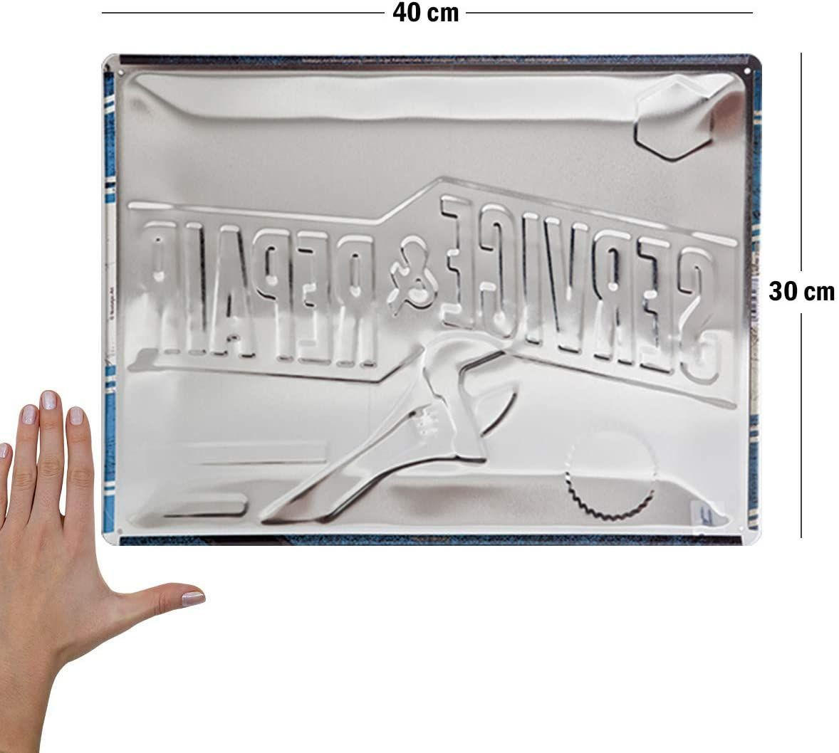 BLECHSCHILD 30/40 cm Best Garage Service & Repair - Multicolor, Metall (40/30/0.2cm) - Nostalgic-Art