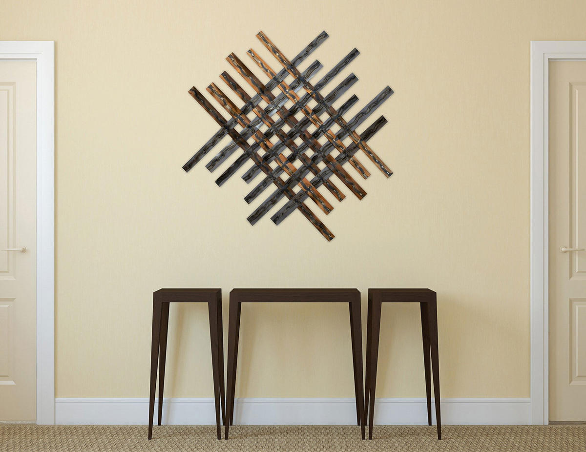 WANDDEKO Silber 100/100 cm - Silberfarben/Braun, Metall (3.6/100/3cm) - KUNSTLOFT