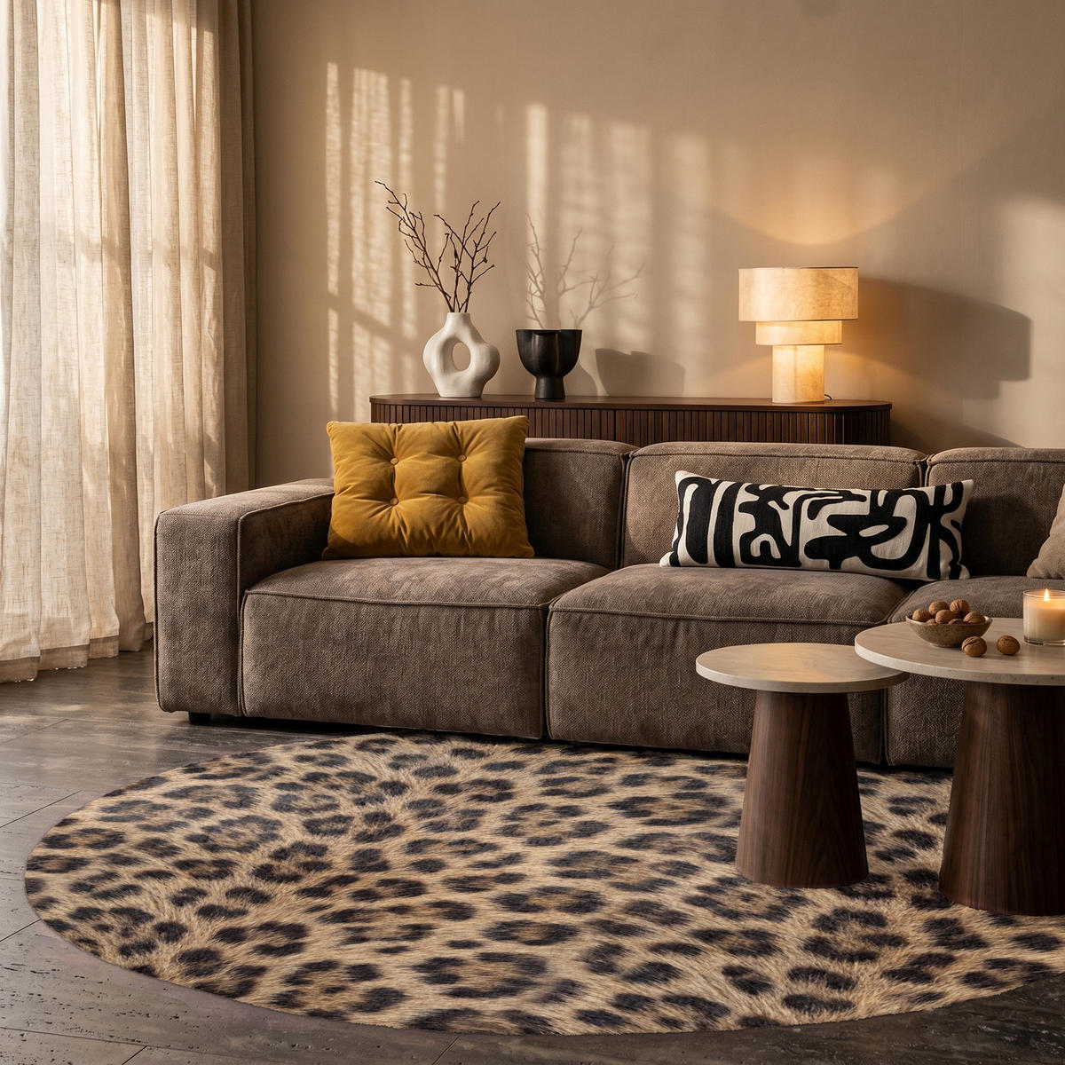TEPPICH - Leopard - Mantel - Klassisch - Braun - 150x150 cm - Braun, Kunststoff/Textil (150/0.4cm) - OnlyWow