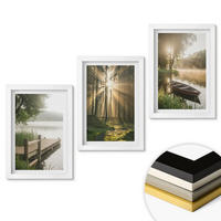 WANDBILDER 3er-Set - 20x30 cm Weißer Rahmen - See, Wald, Boot, Morgennebel - Weiß, Kunststoff (20/30cm) - ArtPrintCave