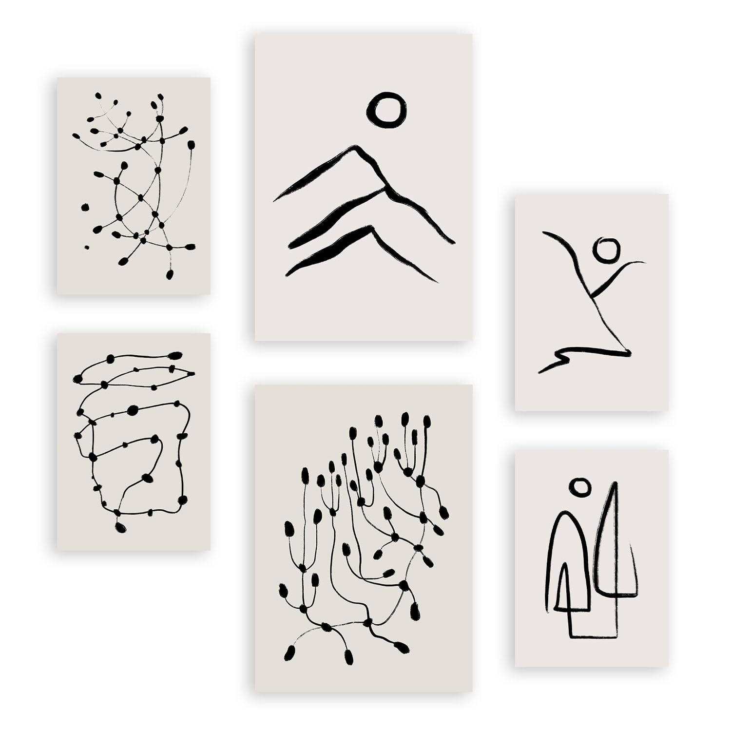 POSTER Set Mit 6 Linien Weicher In Liebhaber Abstrakt A3 & A4 Rahmenlos - Klar, Papier (29/3cm) - Nacnic