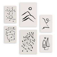 POSTER Set Mit 6 Linien Weicher In Liebhaber Abstrakt A3 & A4 Rahmenlos - Klar, Papier (29/3cm) - Nacnic