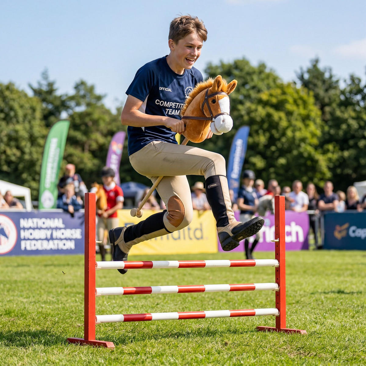 STECKENPFERD , Gesamtlänge 130 cm, braun - Braun, Textil (24/26cm) - tectake