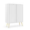 HIGHBOARD ZENZERO 103/129/39 cm mit 2 Türen Weiß - Goldfarben/Weiß, Holzwerkstoff (103/129/39cm) - MASSENO