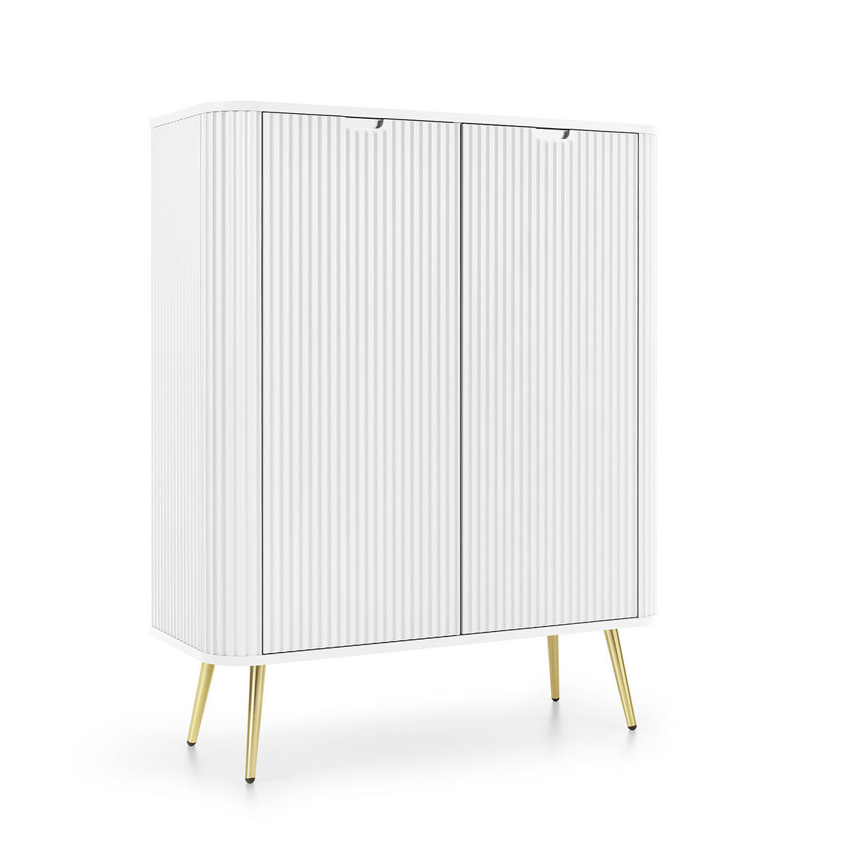 HIGHBOARD ZENZERO 103/129/39 cm mit 2 Türen Weiß - Goldfarben/Weiß, Holzwerkstoff (103/129/39cm) - MASSENO