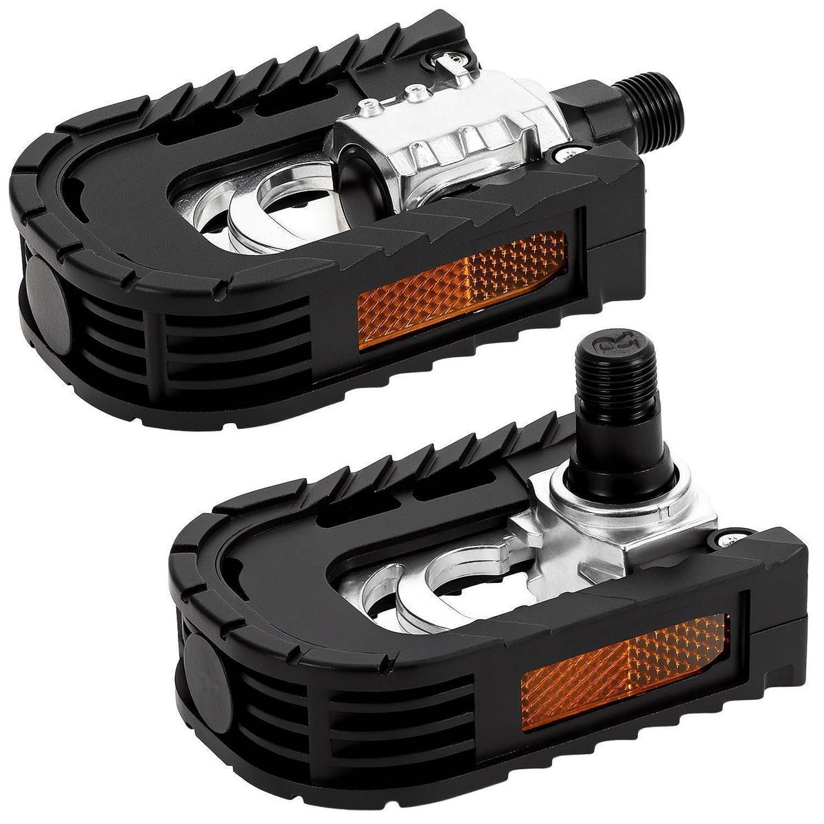 FAHRRADPEDALE Klapppedal mit Reflektoren 14mm(9/16") Gewinde - Schwarz, Metall (10/7/12.5cm)