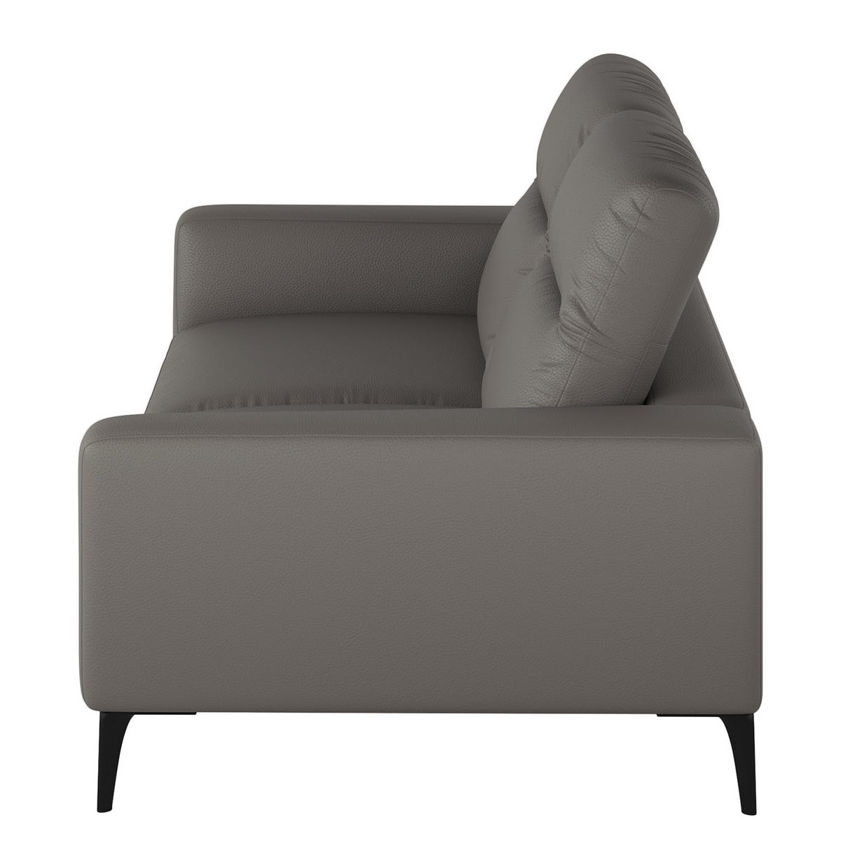 2-SITZER SOFA - Schwarz/Grau, Leder/Metall (170/73/107cm) - home24