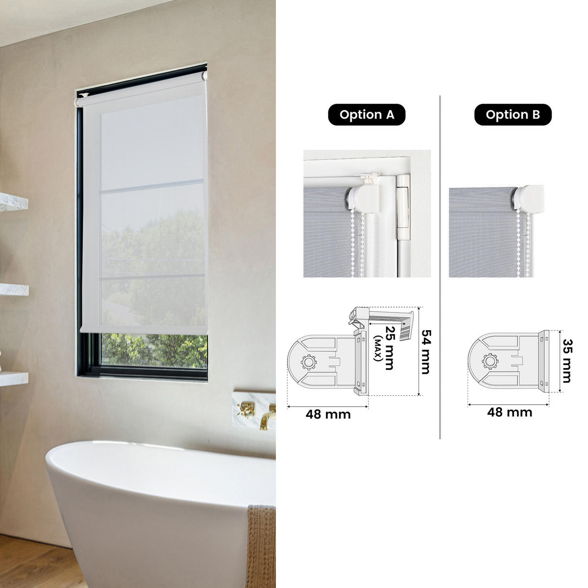 SCREEN-ROLLO without drilling Grau 75X180 - Grau, Kunststoff (75/180cm) - STORESDECO