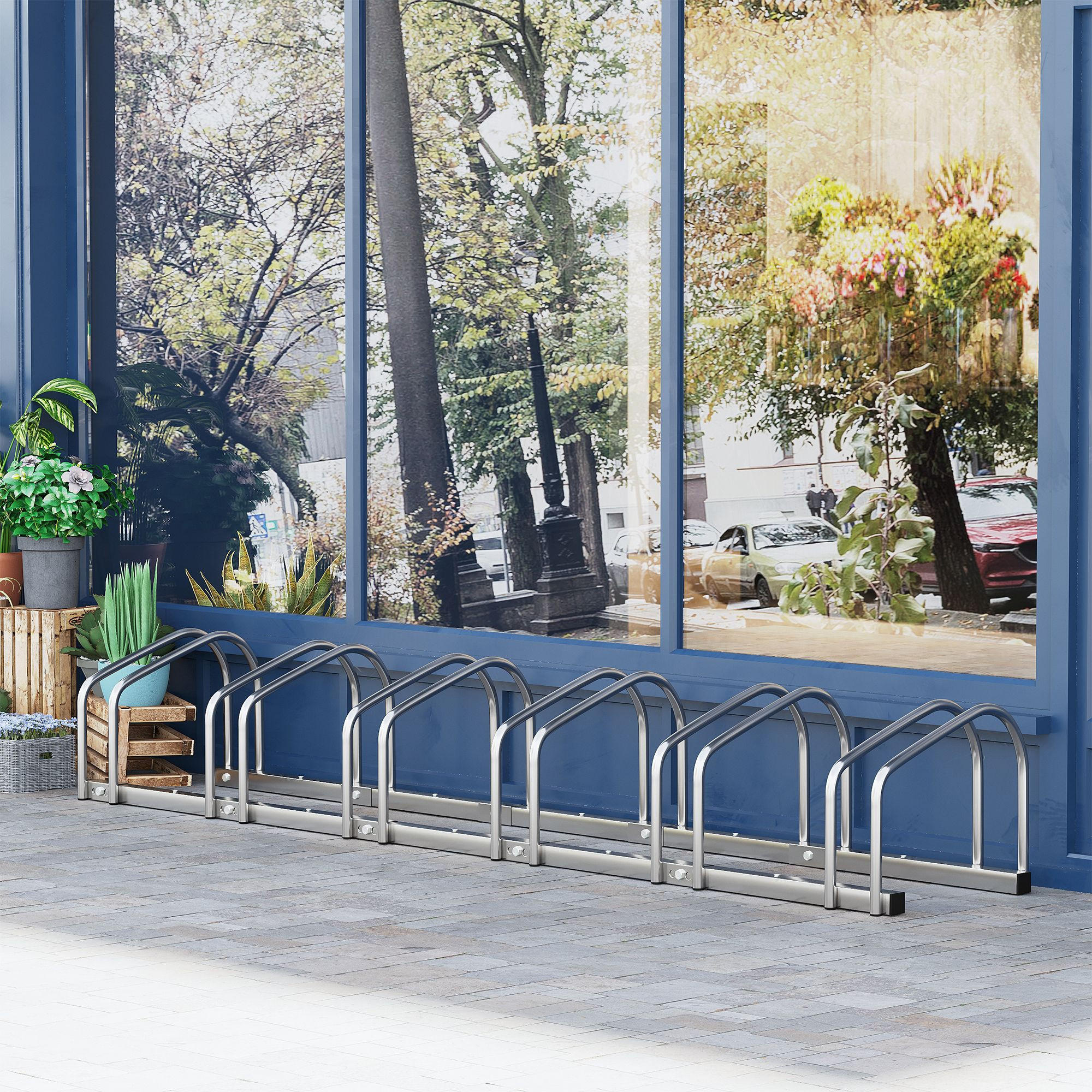 FAHRRADSTÄNDER, Stahl, Silber, 179L x 33B x 27H cm - Silberfarben, Metall (33/27/179cm) - HOMCOM