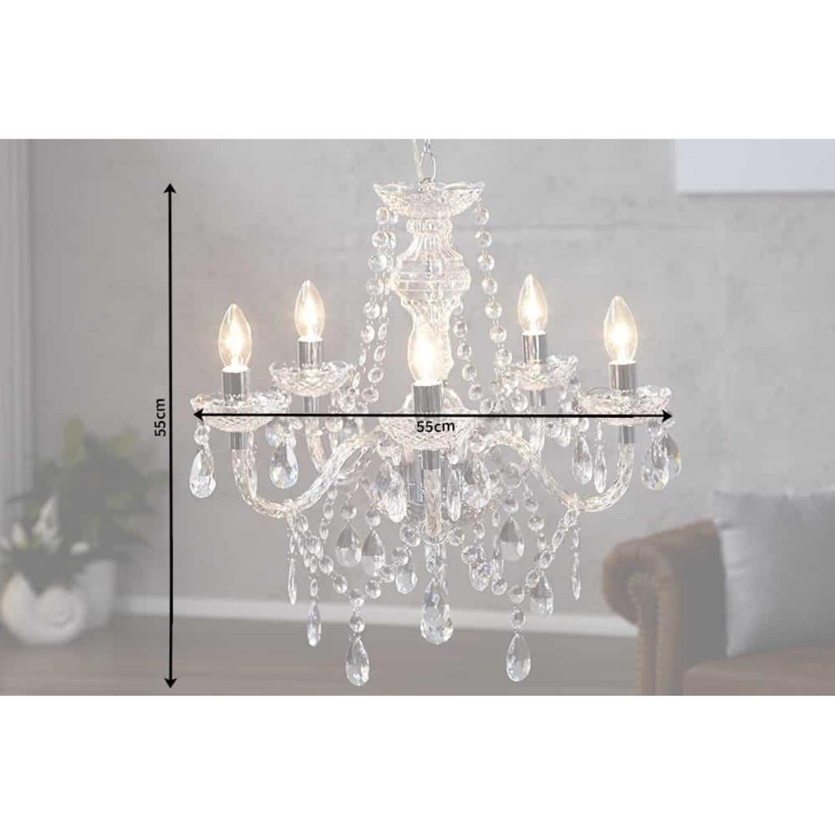KRONLEUCHTER CRYSTAL Acryl Transparent 55 cm - Transparent, Glas (55/55/55cm) - riess-ambiente