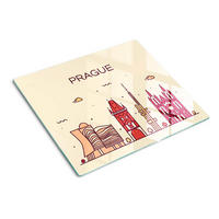 GLASPLATTE 60x52 cm Gebäude Prag - Multicolor, Glas (60/0.4/52cm) - TULUP