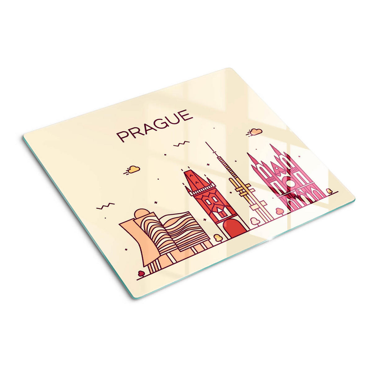GLASPLATTE 60x52 cm Gebäude Prag - Multicolor, Glas (60/0.4/52cm) - TULUP
