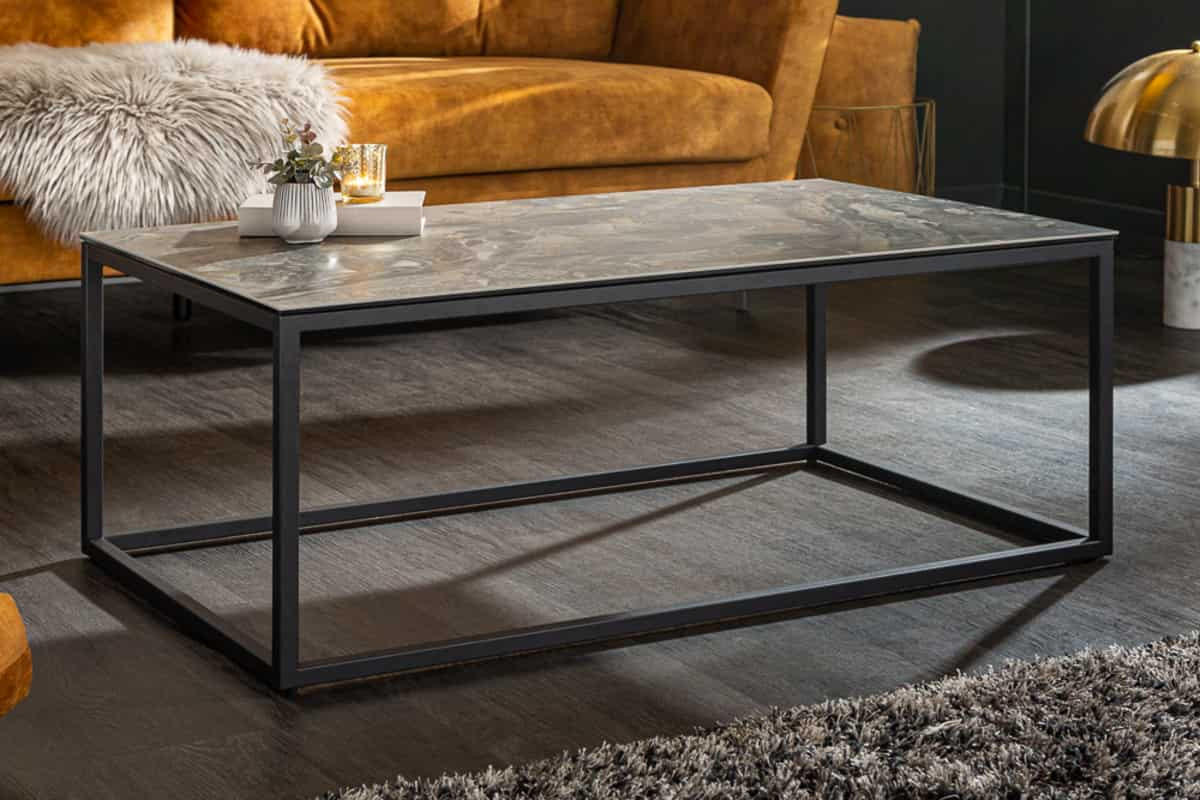 COUCHTISCH SYMBIOSE Marmor rechteckig Braun|Grau|Taupe 100cm - Taupe/Braun, Glas/Keramik (60/100/40cm) - riess-ambiente