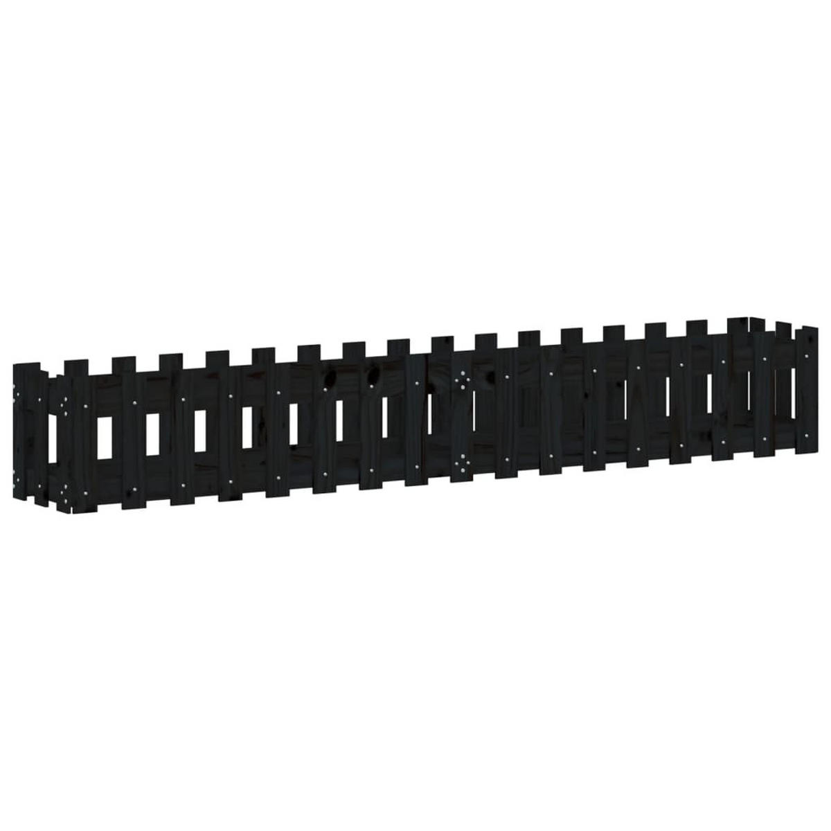 HOCHBEET Latten-Design Schwarz 200x30x30 cm Massivholz Kiefer - Schwarz, Holz (30/30/200cm) - furnicato