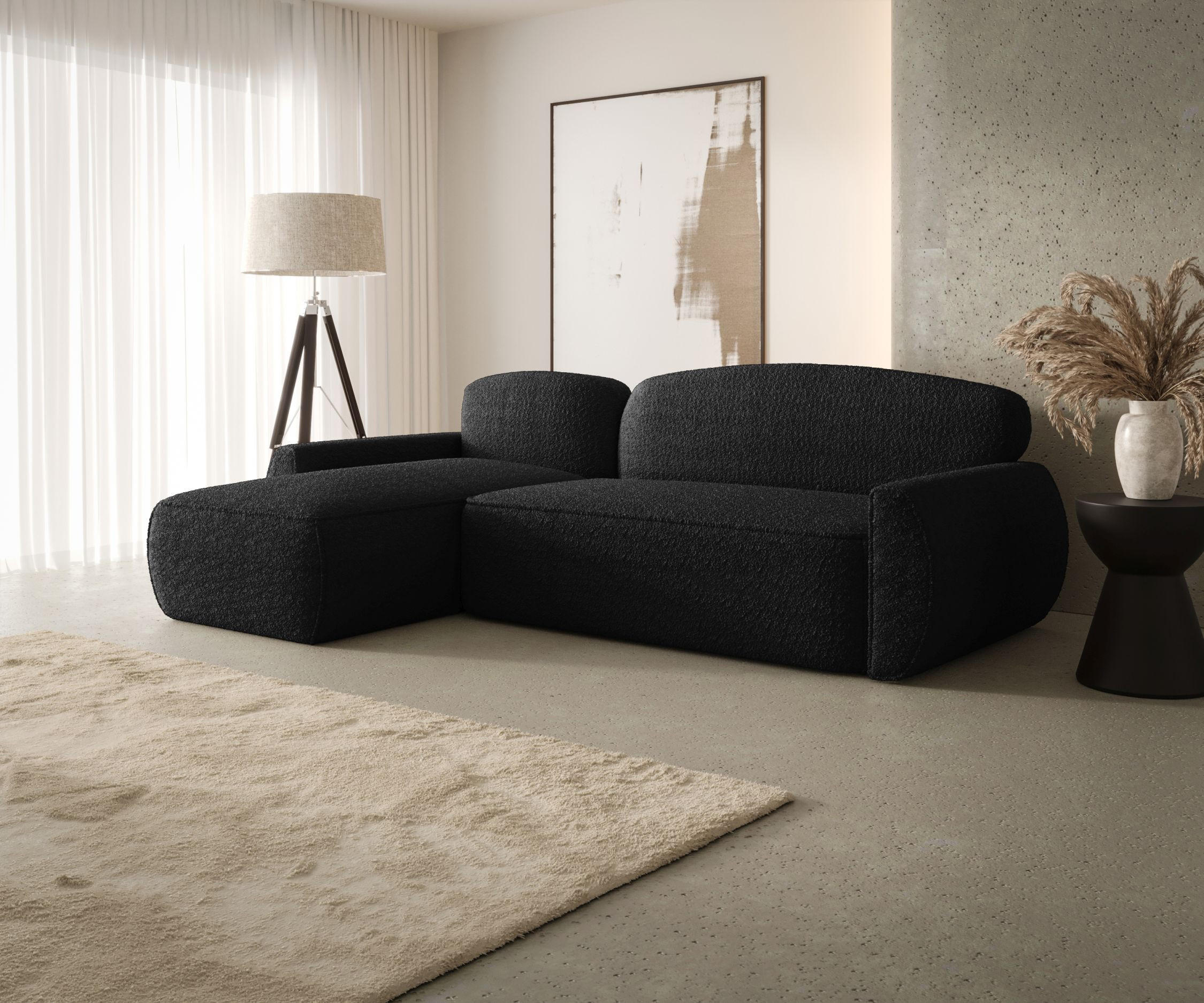 ECKSOFA mit Schlaffunktion LUCAS Quelle 100 Links - Schwarz, Textil (240/145cm) - Bedante