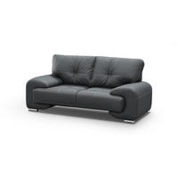 SOFA 2-SITZER Omega schwarz - Chromfarben/Schwarz, Leder/Metall (185/88/98cm) - Beautysofa
