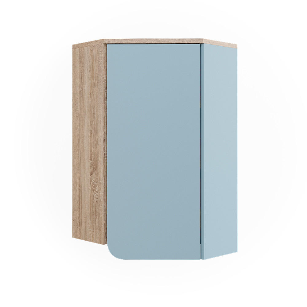 BADSCHRANK Karen Blau-Grau 42.4 x 75 cm mit Tür und offenen Fächern - Dunkelblau/Sonoma Eiche, Holzwerkstoff (42.4/75/42.4cm) - Vicco