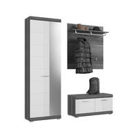 GARDEROBENKOMBINATION 3tlg. Scout Garderobe in Rauchsilber Nb. und weiß HG B/H/T: 167x197x40 cm - Anthrazit, Holzwerkstoff (167/197/40cm)