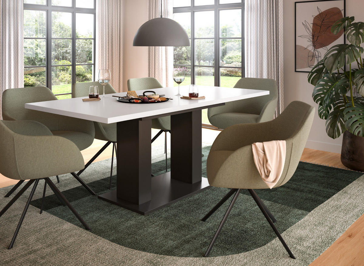 ESSTISCH weiß, grau, Küchentisch ausziehbar 150 - 190 cm - Weiß/Grau, Holzwerkstoff/Metall (150/90/76cm) - Inn.Furn