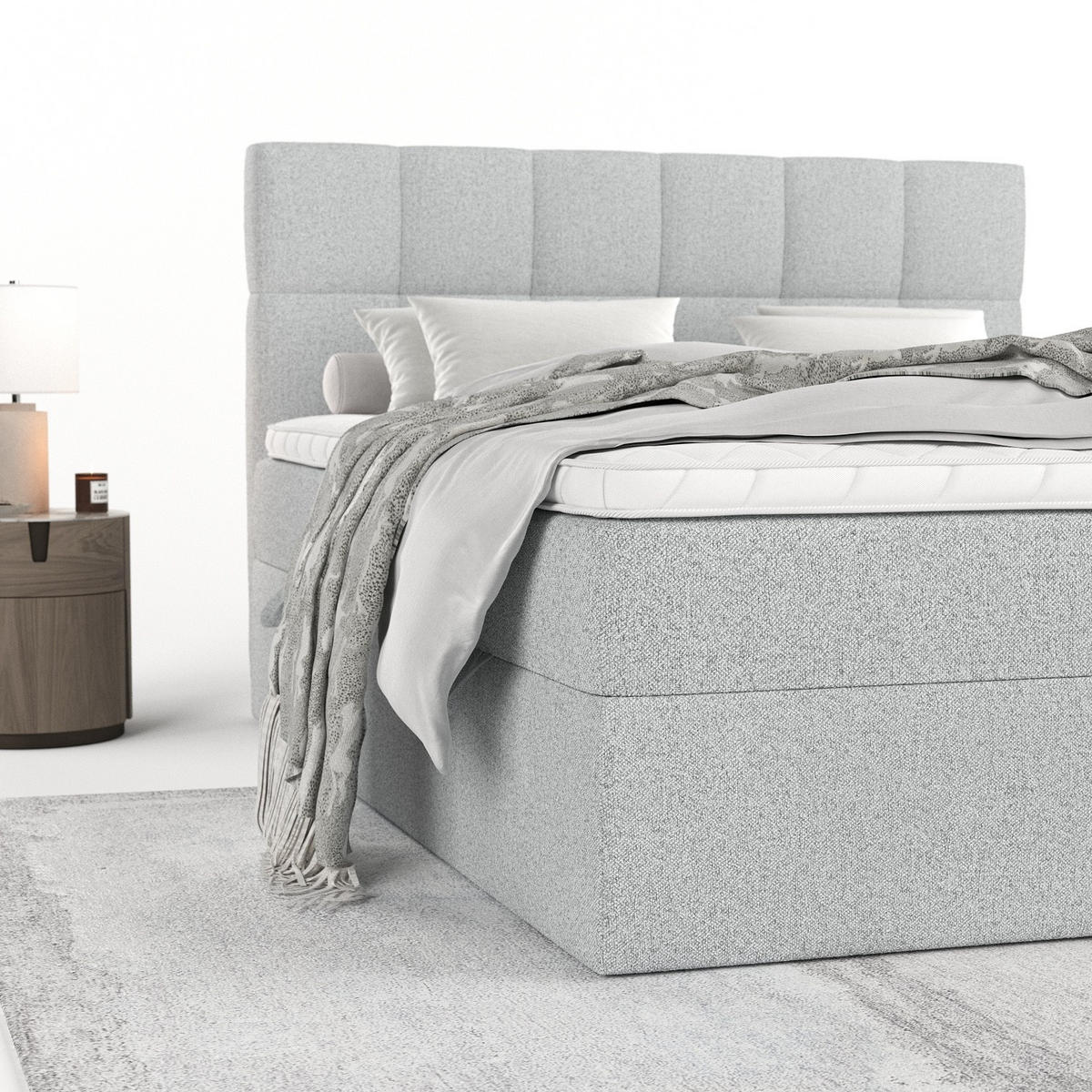 POSTEL BOXSPRING VARENO 200/200 Světle šedá - černá/světle šedá, kov/dřevo (200/200cm) - AltaBeds